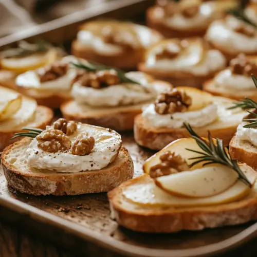 Pear & Whipped Goat Cheese Crostini
