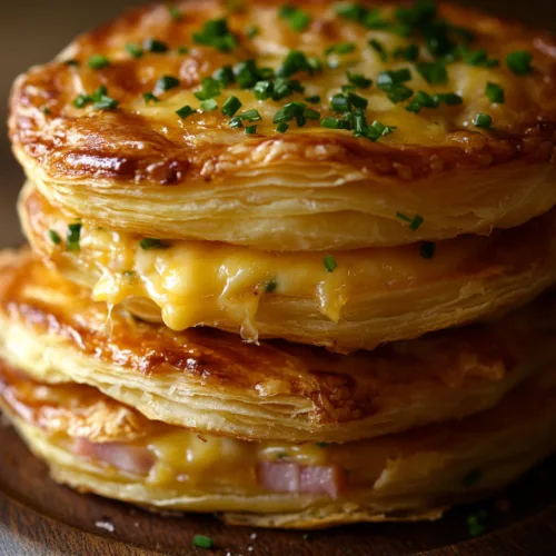 Chicken & Cheese Puff Pastry Stacks