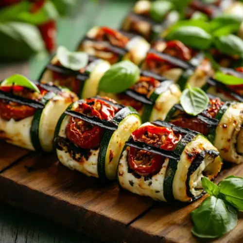 Grilled Zucchini Roll-Ups with Ricotta and Sun-Dried Tomatoes