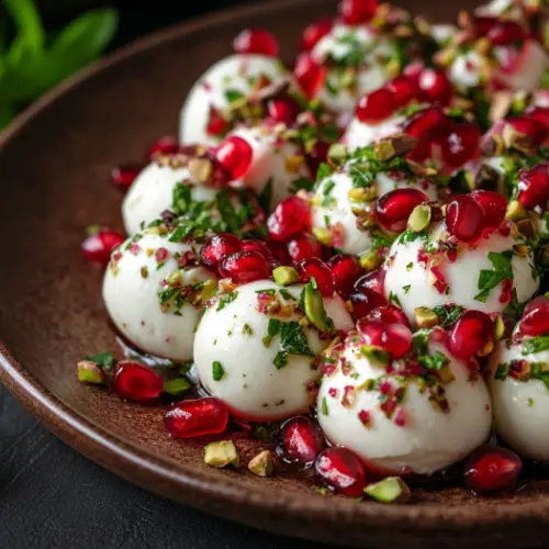 Marinated Mozzarella with Pomegranate and Herbs