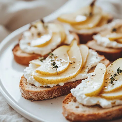Prosciutto, Pear, and Ricotta Crostini