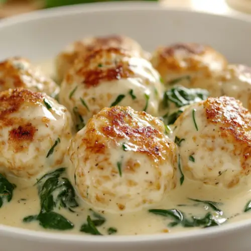Creamy Garlic Parmesan Chicken Meatballs
