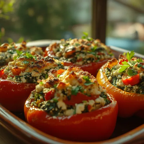 Spinach and Feta Stuffed Bell Peppers