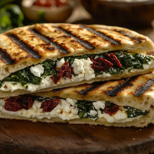 Spinach and Feta Grilled Flatbread Sandwich
