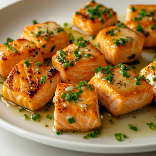 Seared Salmon Bites with Garlic Butter Sauce