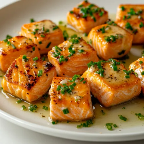Seared Salmon Bites with Garlic Butter Sauce