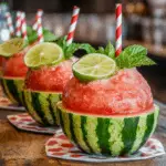 Frozen Watermelon Lime Slush in Mini Melon Bowls 3 Frozen Watermelon Lime Slush in Mini Melon Bowls