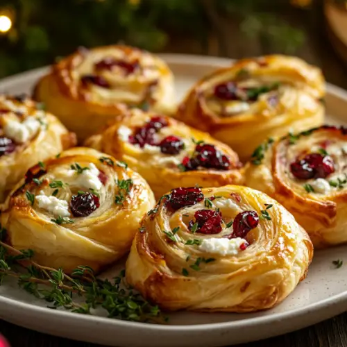 Cranberry Goat Cheese Puff Pastry Pinwheels