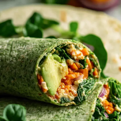 Veggie Spinach Wraps with Hummus