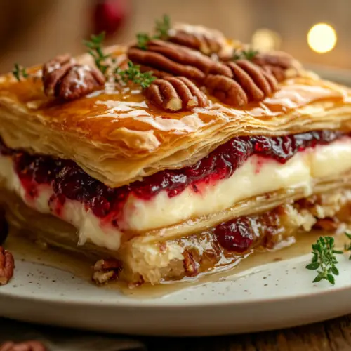 Honey Pecan and Brie Puff Pastry Stacks