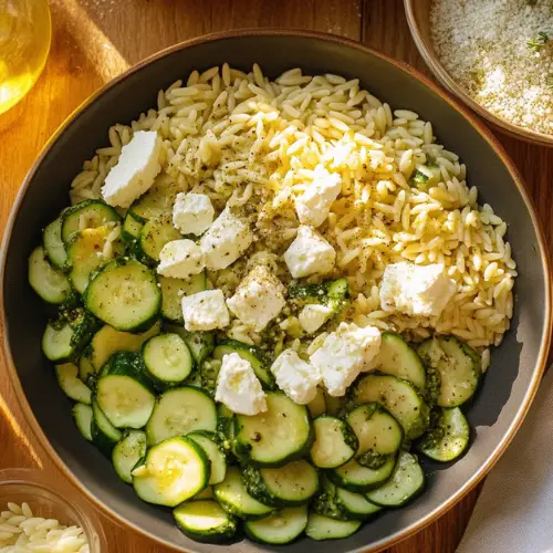 Orzo Semi-Complète aux Légumes Rôtis, Pois Chiches et Crème de Feta