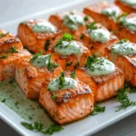 Seared Salmon Bites with Creamy Herb Sauce