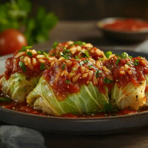 Stuffed Cabbage Rolls with Ground Beef & Rice