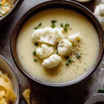 Roasted Garlic Cheddar Cauliflower Soup