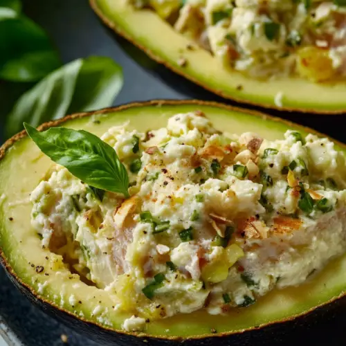 Avocat Farci au Thon, Fromage Frais et Noix