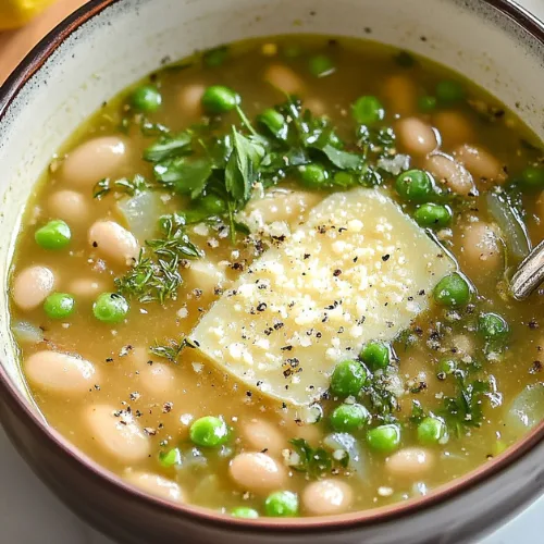 One-Pot Brothy Beans with Parmesan, Peas, and Lemon