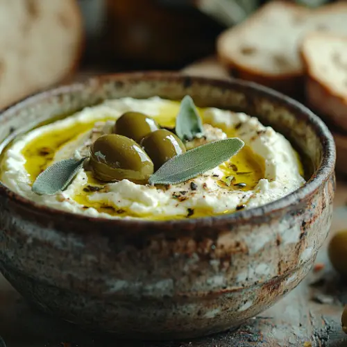 Whipped Feta with Olives and Herb Oil