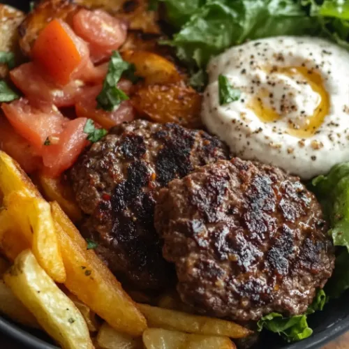 Burger Bowls with Caramelized Onion Aioli