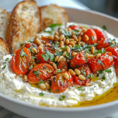 Whipped Ricotta with Roasted Tomatoes and Pine Nuts