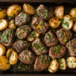 Garlic Herb Butter Steak Bites with Roasted Baby Potatoes
