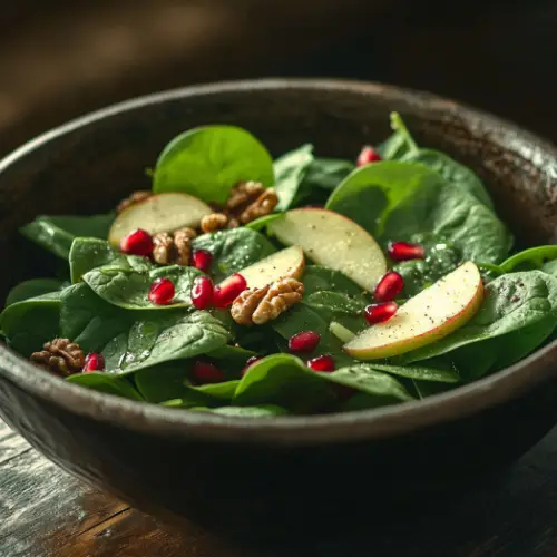 Spinach Apple Walnut Salad with Pomegranate
