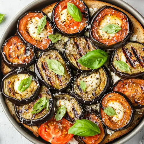 Grilled Eggplant Caprese Toast