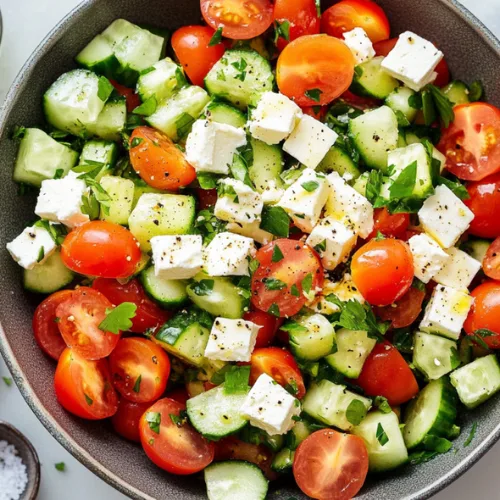 Healthy Cucumber Tomato Feta Salad