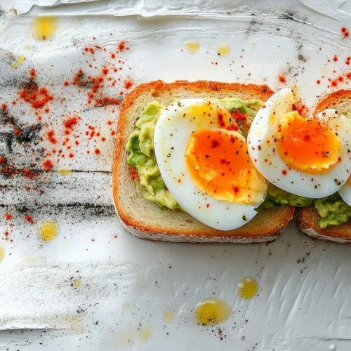 Avocado Toast with Jammy Eggs and Pesto