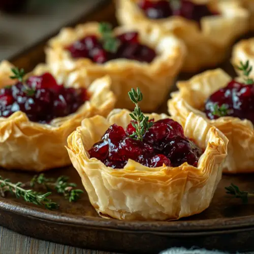Cranberry Brie Phyllo Cups with Fresh Thyme