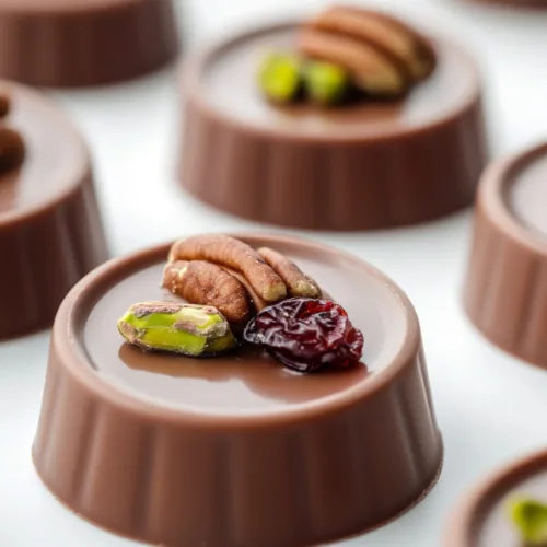 Milk Chocolate Mendiants with Pistachio, Pecan & Cranberry