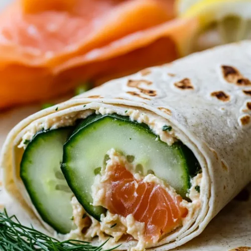 Smoked Salmon Roll-Ups with Cucumber and Hummus