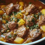 Tajine de Boulettes de Viande, Petits Pois et Pommes de Terre