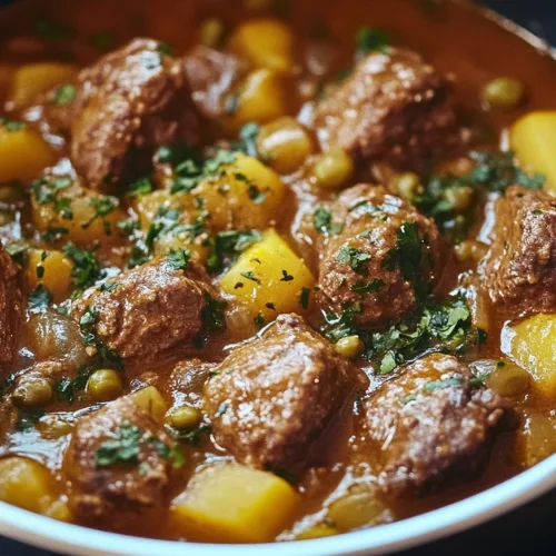 Tajine de Boulettes de Viande, Petits Pois et Pommes de Terre
