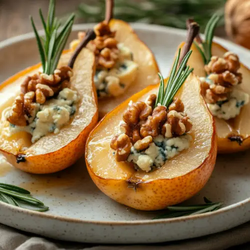 Roasted Pears with Blue Cheese and Candied Walnuts