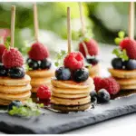 Mini Pancake Stacks with Mixed Berries & Maple Syrup