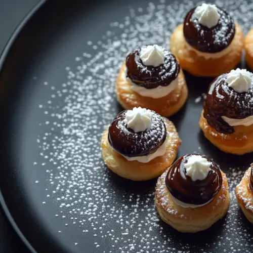 Mini Cream Puff Profiteroles with Chocolate Ganache