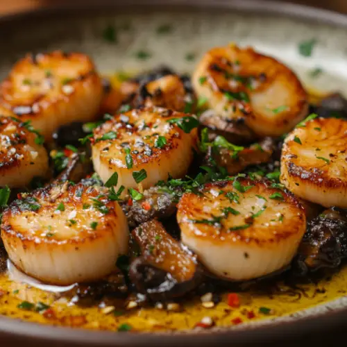Garlic Butter Roasted Mushrooms with Herb Scallops