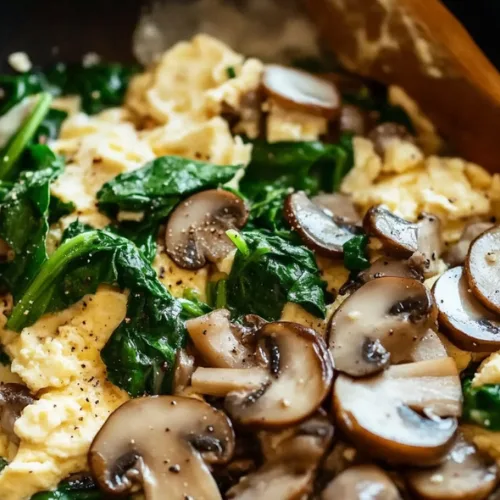 Mushroom-Spinach Scrambled Eggs