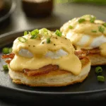 Smoked Bacon Eggs Benedict on Buttermilk Biscuits