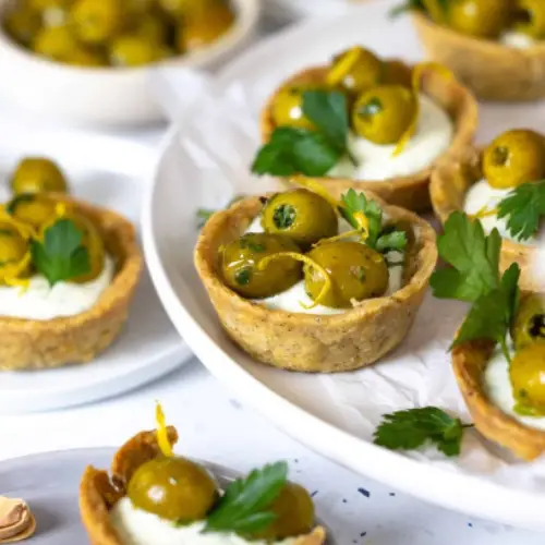 Whipped Feta & Green Olive Tartlets