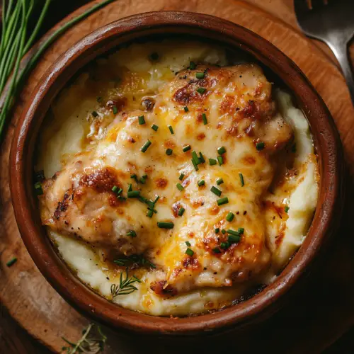 Cheesy Baked Chicken with Mashed Potatoes