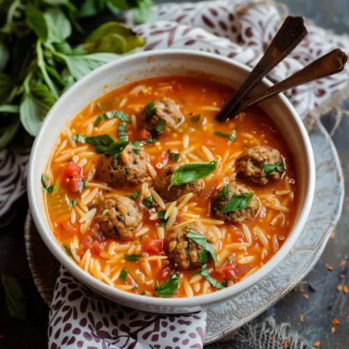 Creamy Meatball Orzo Soup
