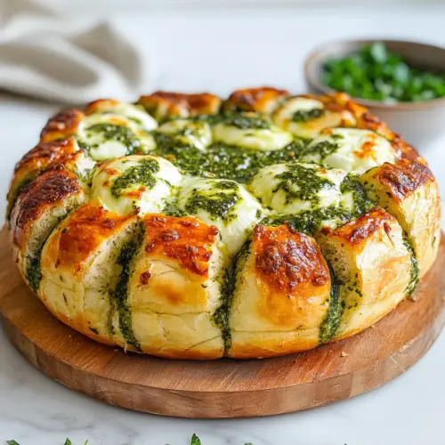 Cheesy Garlic Pull-Apart Bread with Basil Pesto