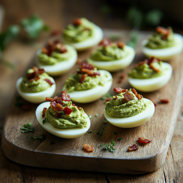 Avocado Bacon Deviled Eggs