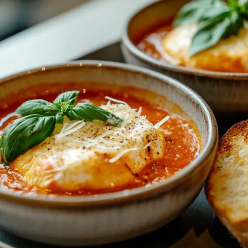 Crispy Burrata in Roasted Red Pepper Tomato Sauce