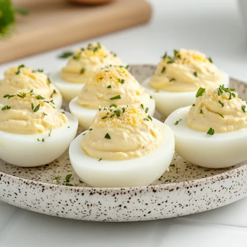 Classic Deviled Eggs with Fresh Herbs and Yolk Crumble
