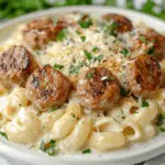 Creamy Parmesan Pasta with Seared Italian Sausage Medallions 3 Creamy Parmesan Pasta with Seared Italian Sausage Medallions