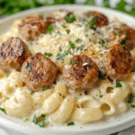 Creamy Parmesan Pasta with Seared Italian Sausage Medallions