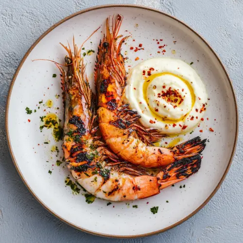 Charred Chili Prawns with Roasted Lemon and Aioli