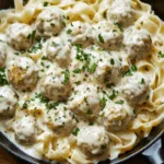 Creamy Swedish Meatball Pasta Skillet